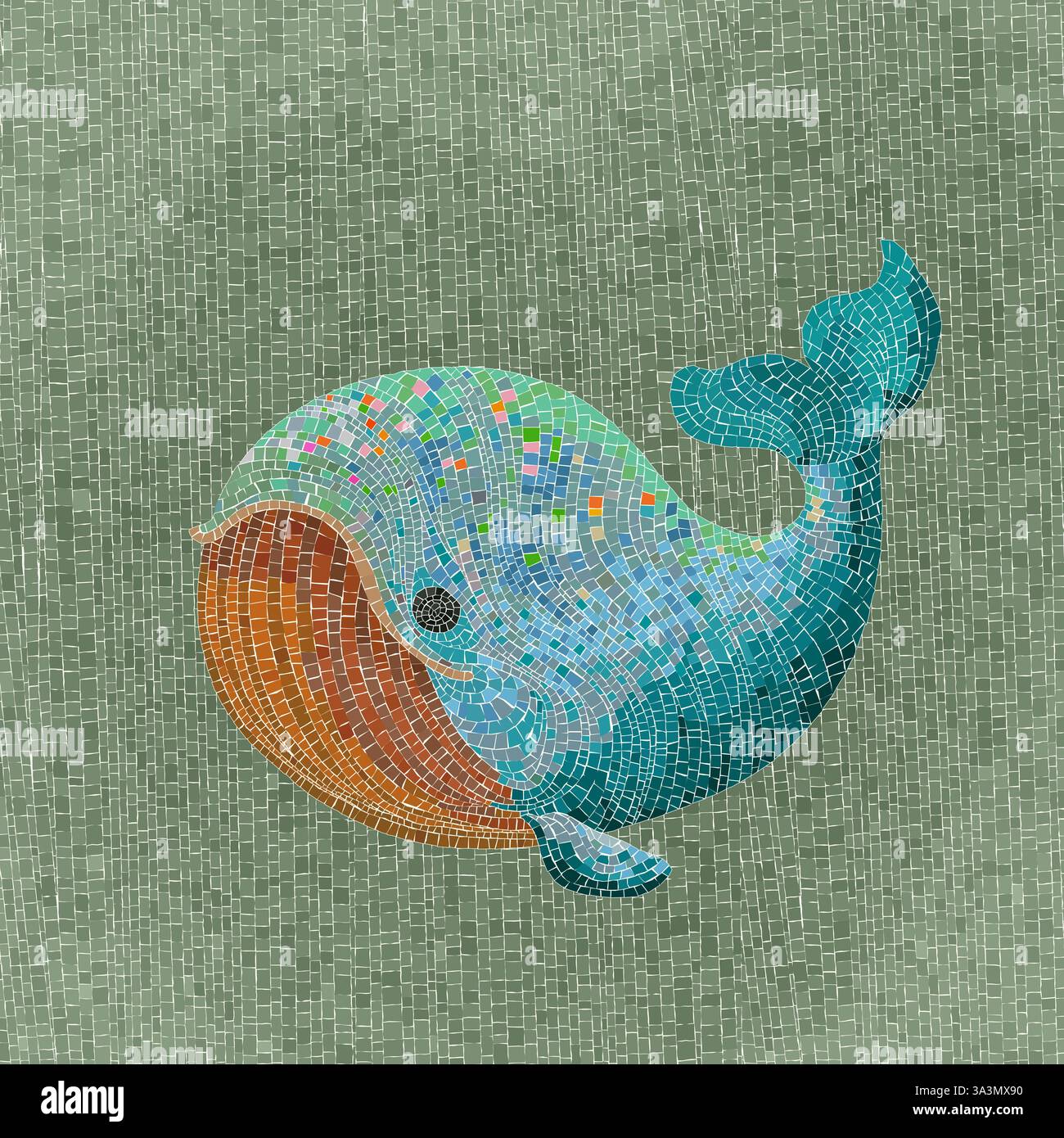 Netter kleiner Wal Vektor-Mosaikhintergrund Stock Vektor