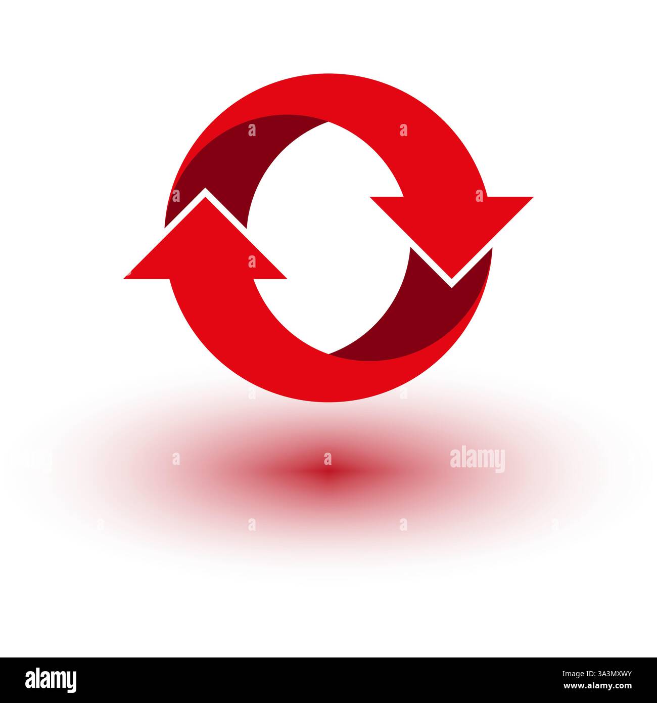 Rote Kreispfeile. Rotationssymbol. Aktualisierungssymbol. Vektorabbildung. Stock Vektor