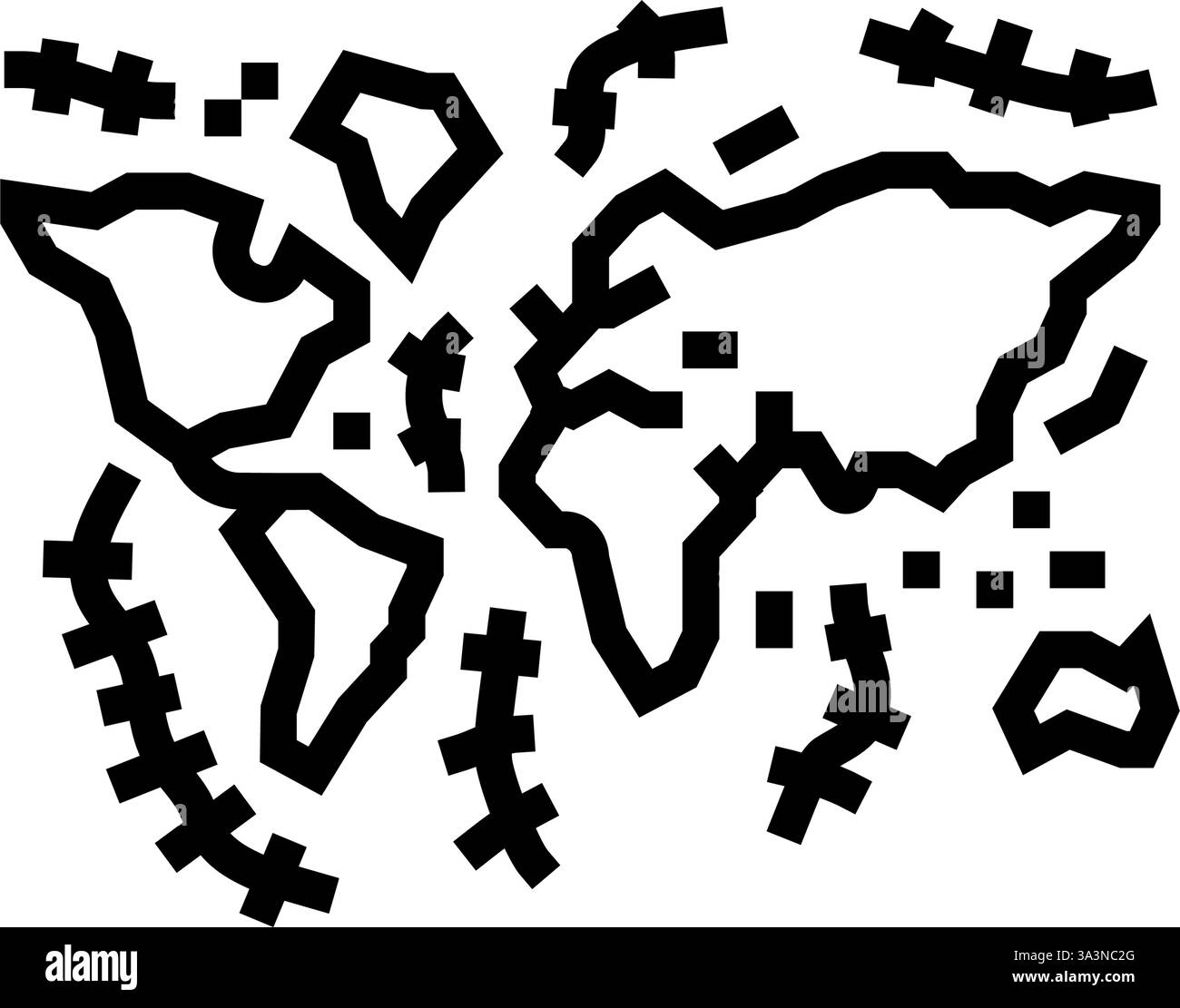 Bodenkarte Welt Ozean Linie Symbol Vektor Illustration Stock Vektor