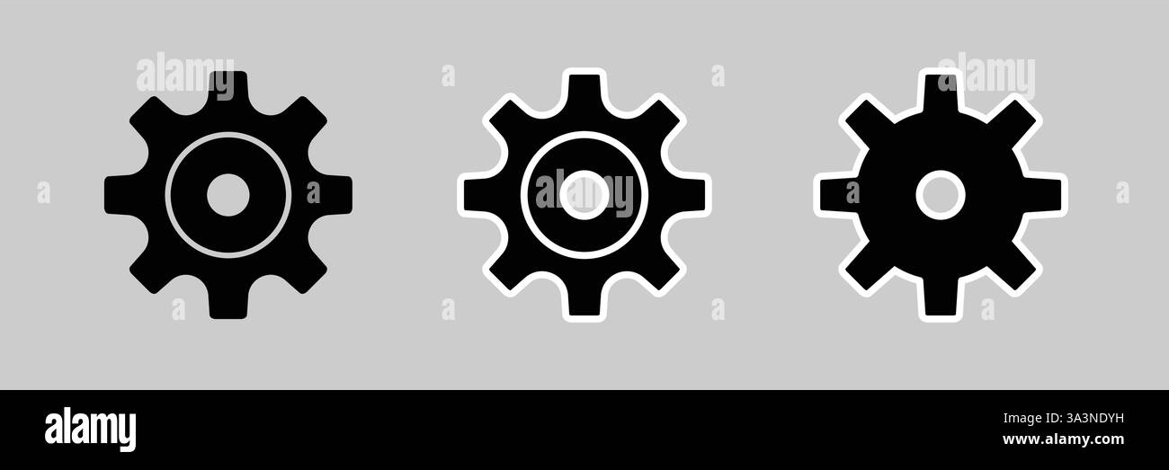 Symbolvektor Wird Festgelegt. Symbol Für Die Cog-Einstellungen Stock Vektor