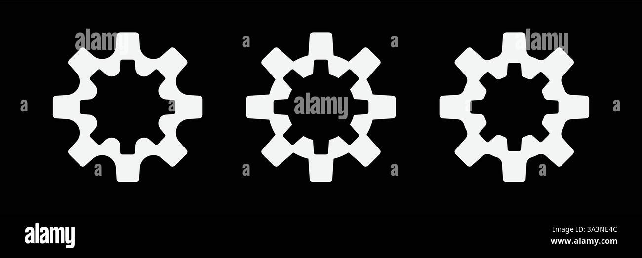 Einstellung von Symbolvektor, Extras, Zahnrad, Zahnradzeichen. Hilfe Option Konto Konzept. Trendiger flacher Stil für Grafikdesign, Logo und Mobile App Stock Vektor