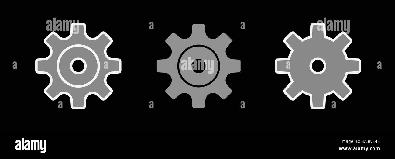 Einstellung von Symbolvektor, Extras, Zahnrad, Zahnradzeichen. Hilfe Option Konto Konzept. Trendiger flacher Stil für Grafikdesign, Logo und Mobile App Stock Vektor