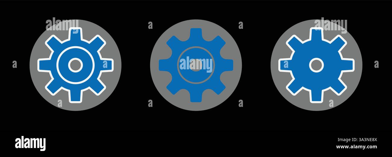 Einstellung von Symbolvektor, Extras, Zahnrad, Zahnradzeichen. Hilfe Option Konto Konzept. Trendiger flacher Stil für Grafikdesign, Logo und Mobile App Stock Vektor