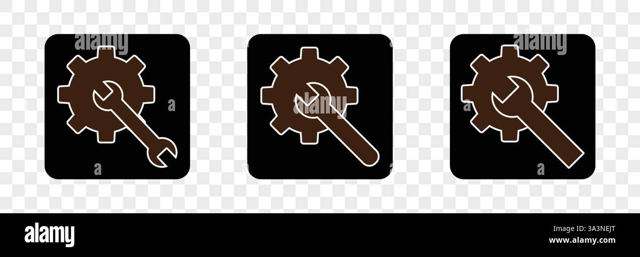 Symbol für Zahnrad und Schraubenschlüssel. Stock Vektor