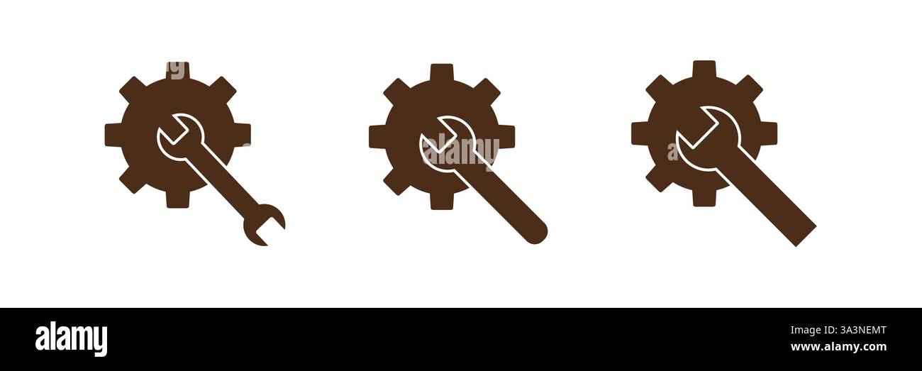 Symbol für Zahnrad und Schraubenschlüssel. Stock Vektor
