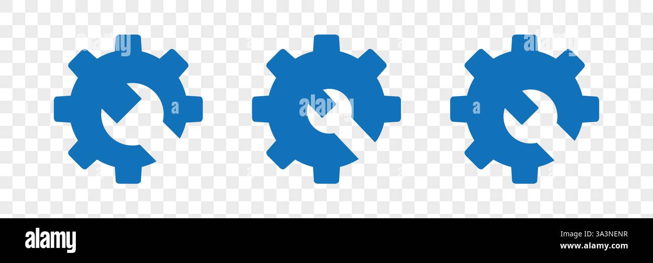 Symbol für Zahnrad und Schraubenschlüssel. Stock Vektor