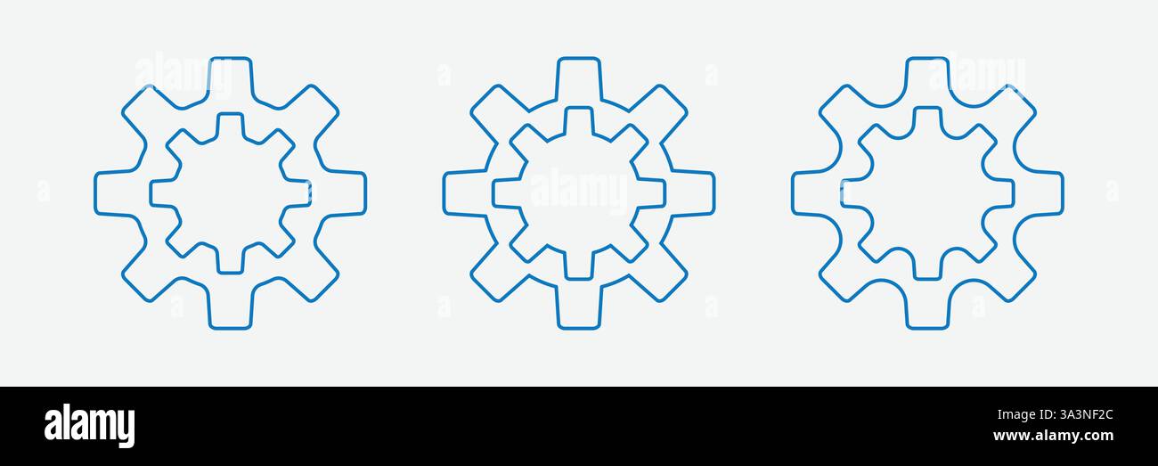 Einstellung von Symbolvektor, Extras, Zahnrad, Zahnradzeichen. Hilfe Option Konto Konzept. Trendiger flacher Stil für Grafikdesign, Logo und Mobile App Stock Vektor