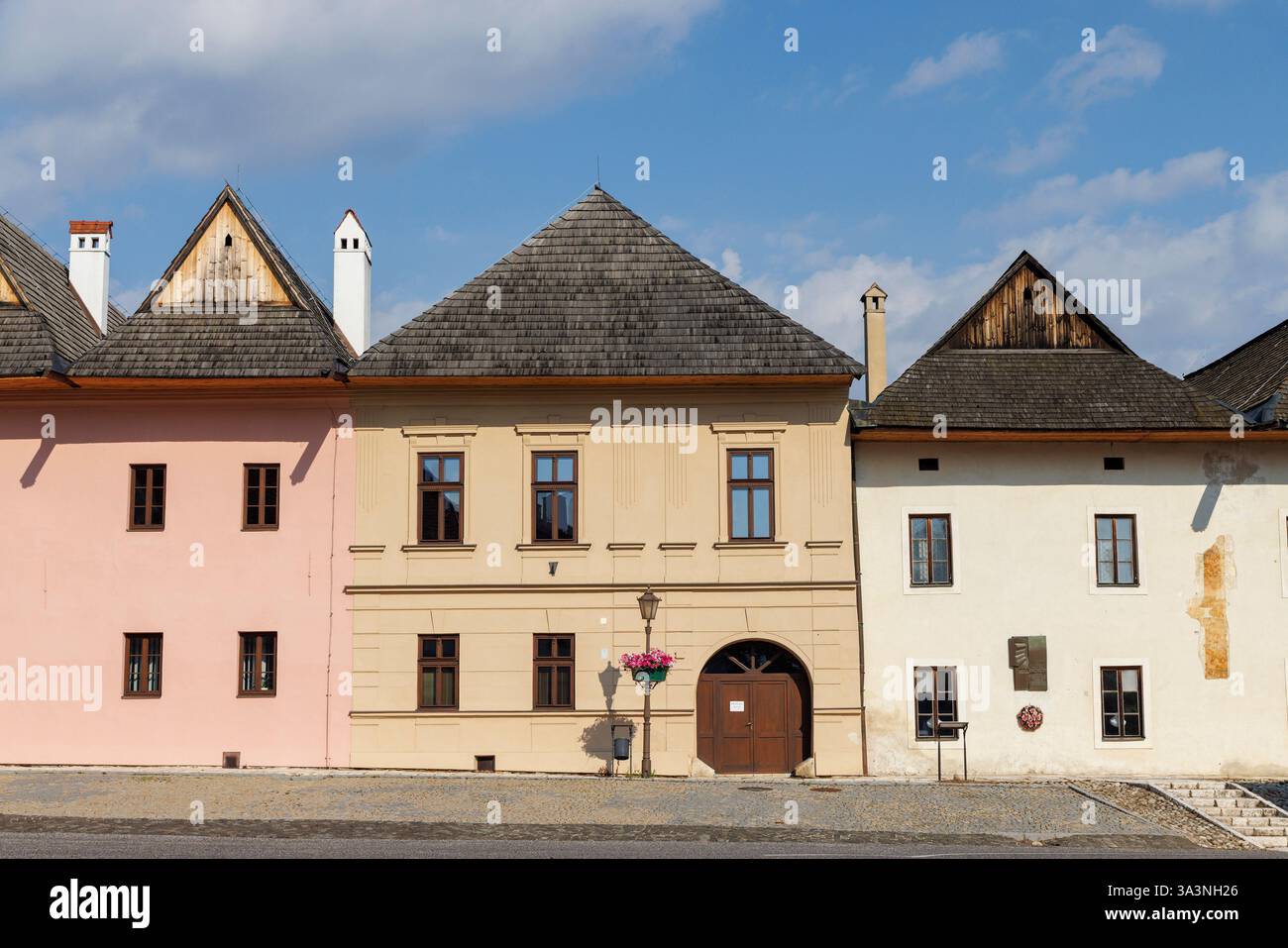 Häuser in Spišská Sobota, Slowakei Stockfoto