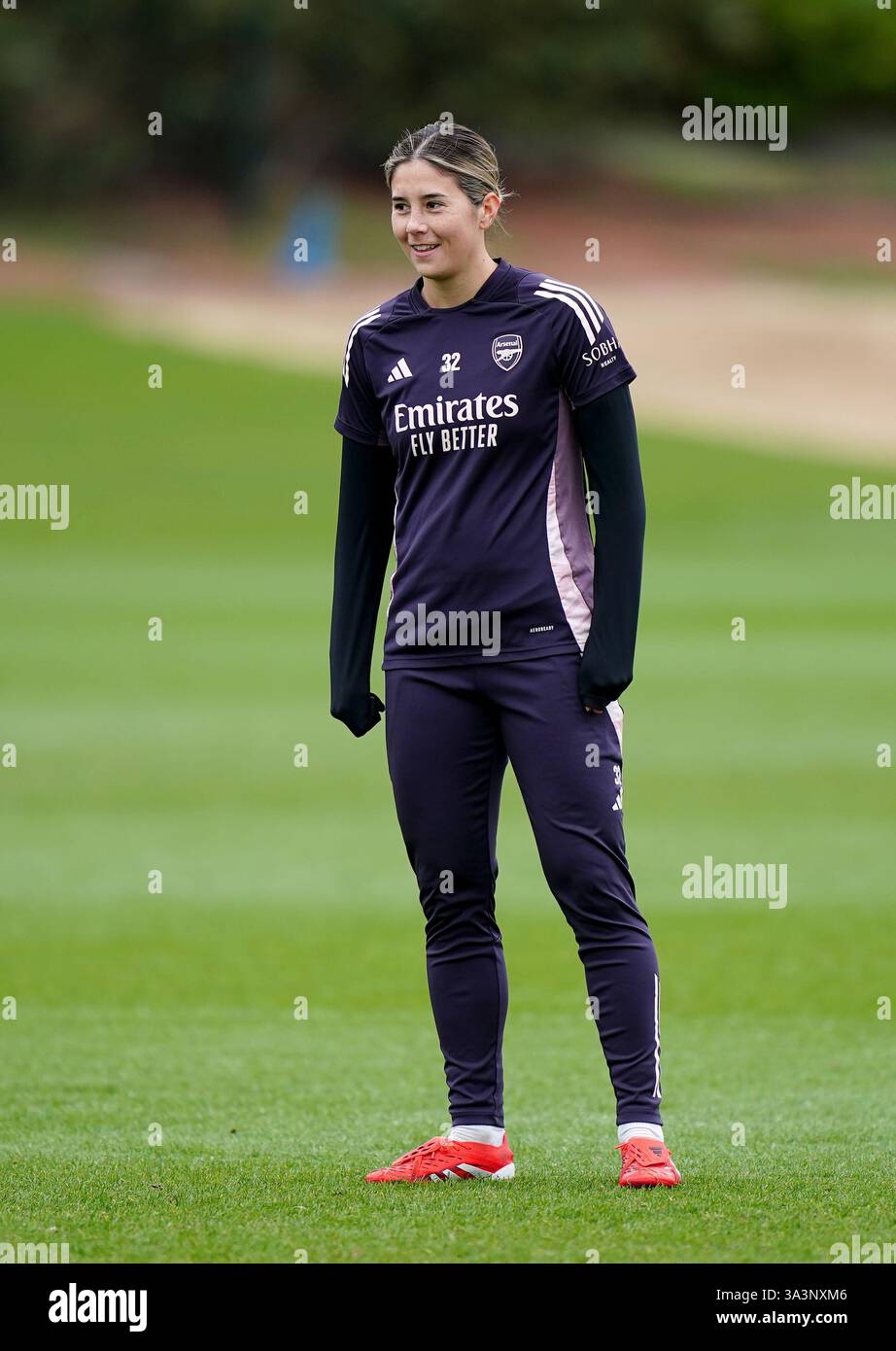 Arsenals Kyra Cooney-Cross während eines Trainings im Sobha Realty Training Centre, London Colney. Bilddatum: Montag, 17. März 2025. Stockfoto