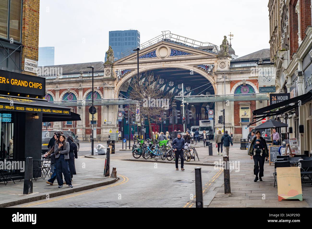 Außerhalb des Smithfield Market, London, Großbritannien, der größte Fleischgroßhandelsmarkt in Großbritannien und einer der größten in Europa. Stockfoto