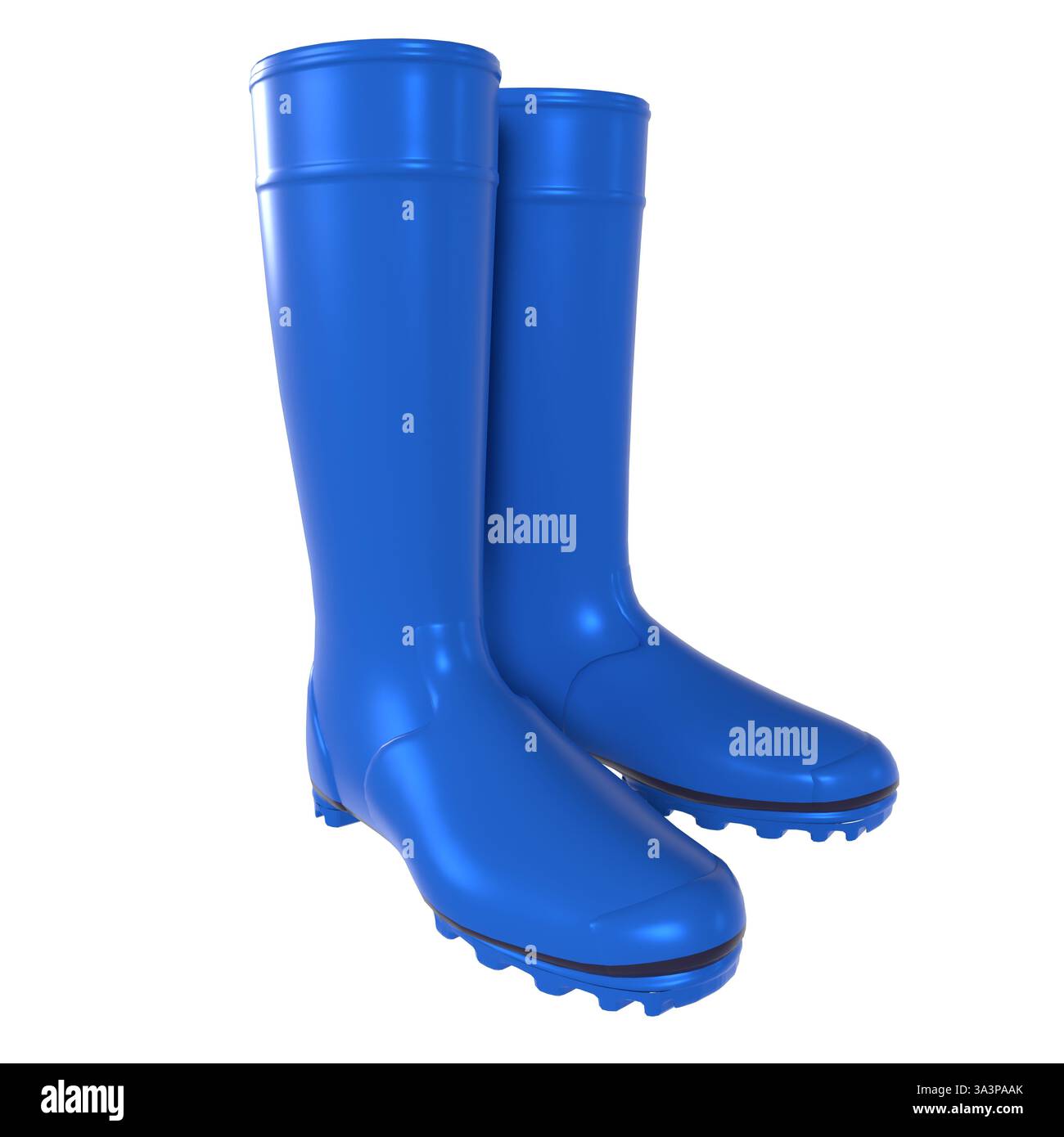 Hellblaue Gummistiefel für den Einsatz im Freien, perfekt für nasse Bedingungen. Stockfoto