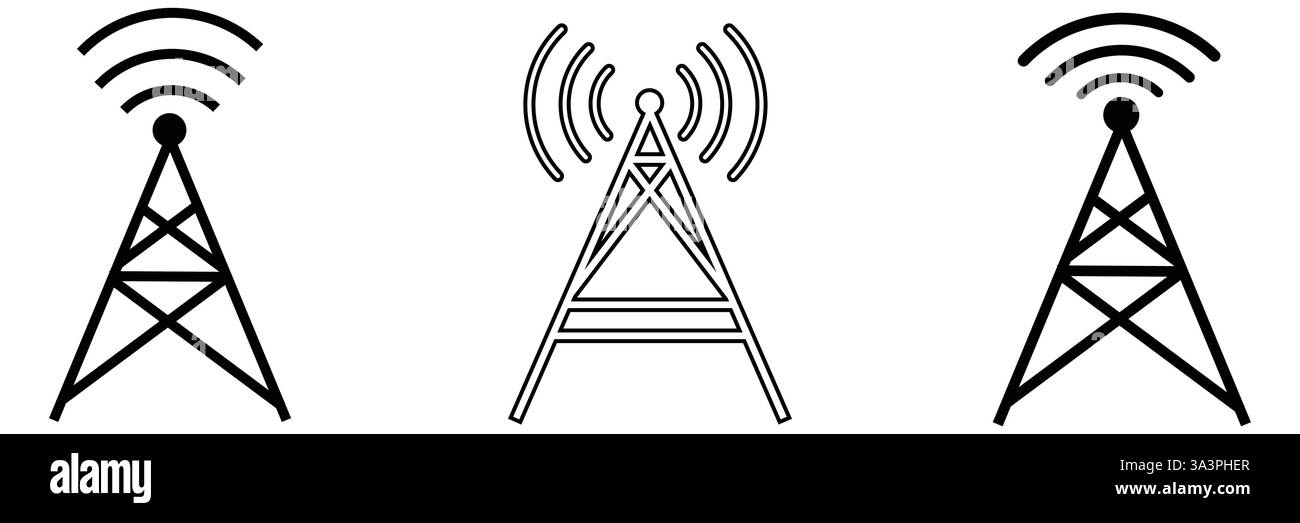 Sendeturm-Symbol. Antennensilhouette Stock Vektor