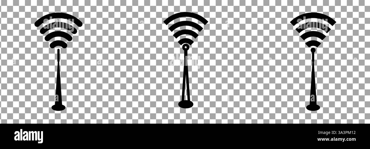 Kommunikation Funk turm mit Wellen Web Icon Symbol Stock Vektor