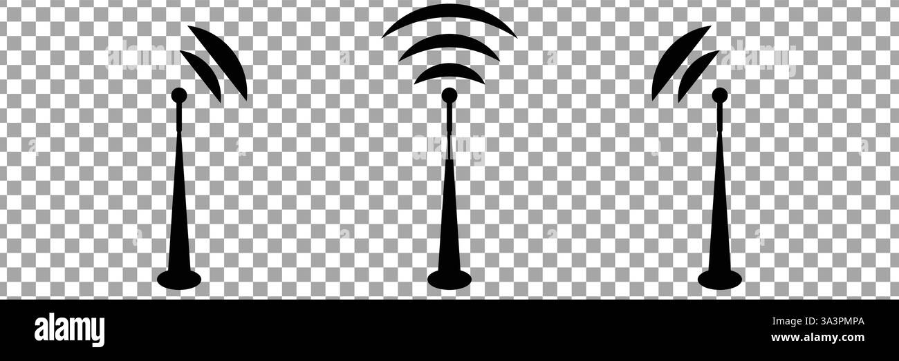 Tower-Netzwerk singen, Tower-Netzwerk-Symbol, Antennensymbol, Radio-Symbol, Wireless-Symbol Stock Vektor