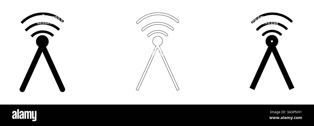 Sendeturm-Symbol. Antennensilhouette Stock Vektor