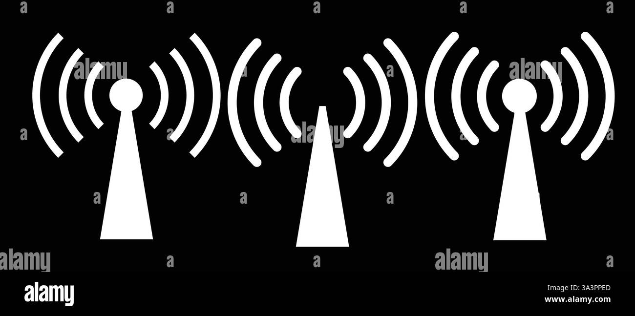 Kommunikation Funk turm mit Wellen Web Icon Symbol Stock Vektor