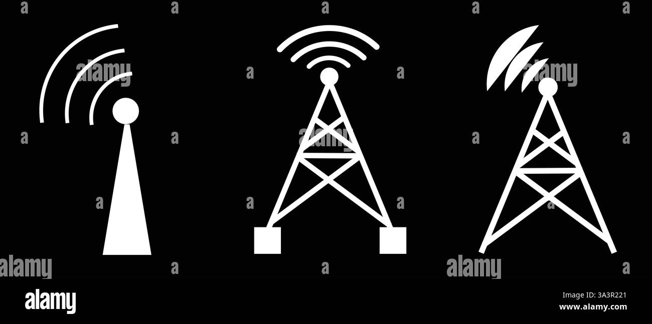 Kommunikation Funk turm Signal wellen Vektor icon Stock Vektor