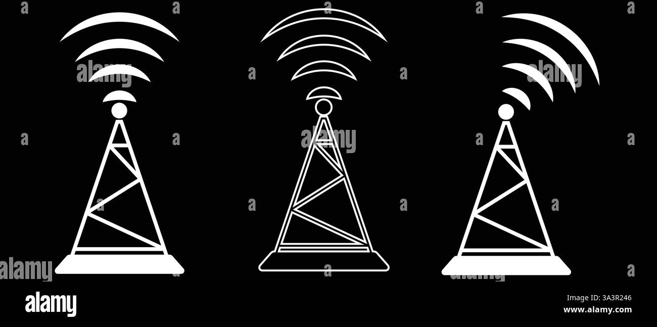 Tower-Netzwerk singen, Tower-Netzwerk-Symbol, Antennensymbol, Radio-Symbol, Wireless-Symbol Stock Vektor