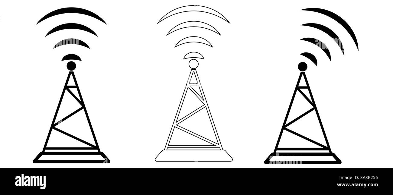 Kommunikation Funk turm Signal wellen Vektor icon Stock Vektor