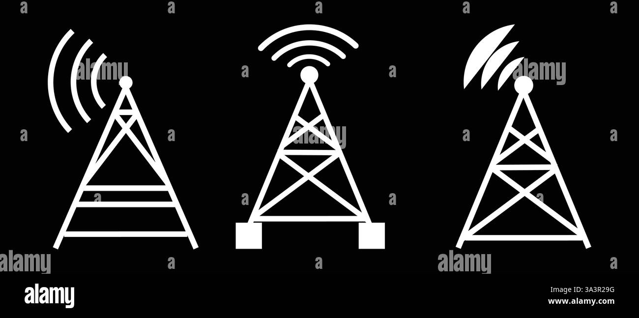 Kommunikation Funk turm Signal wellen Vektor icon Stock Vektor