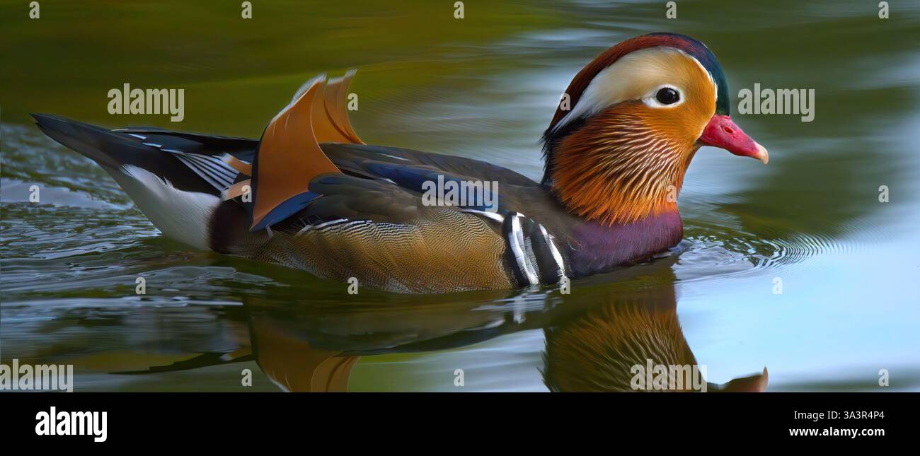 Canard Mandarin männlich - Aix galericulata - männliche Mandarin Ente Stockfoto