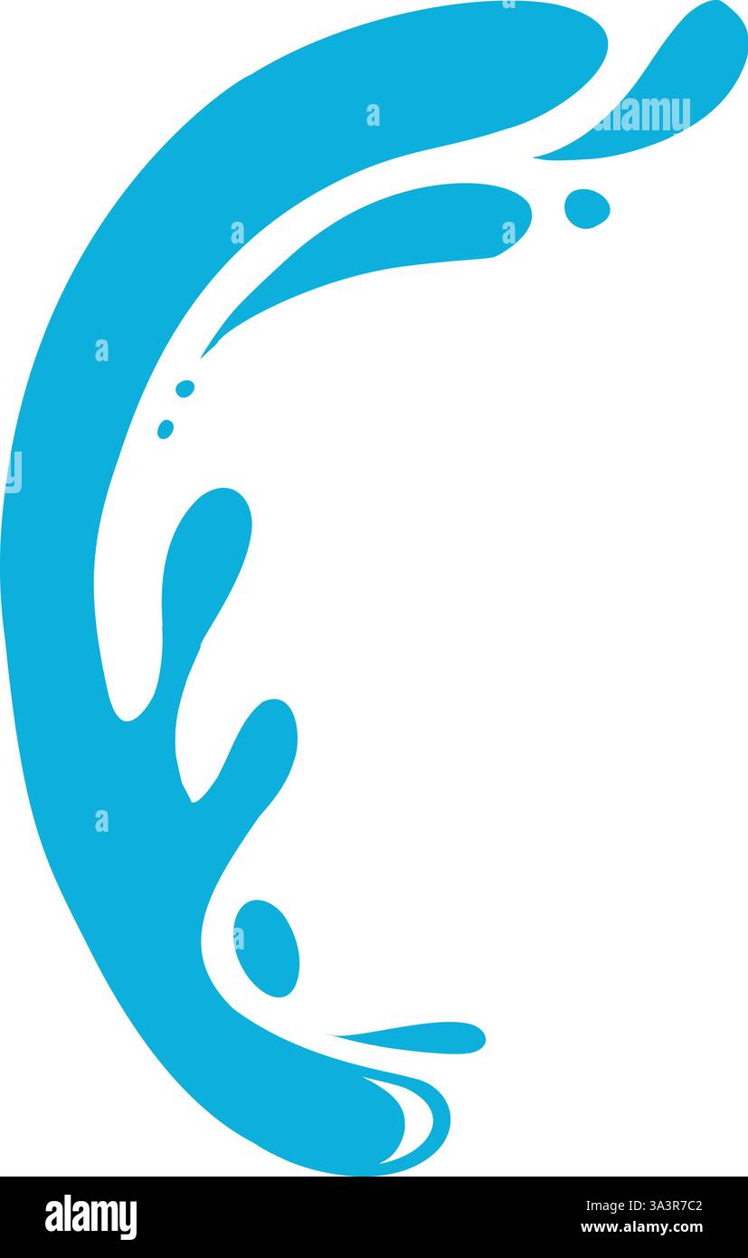 Silhouette mit Wasserspritzern. Zeichentrickfilm flüssiges Wasser Tropfen, Ströme und Wellen, schwarze Aqua spritzt flache Vektor Illustration Symbol. Silhouetten mit Wasserspritzern auf Stock Vektor