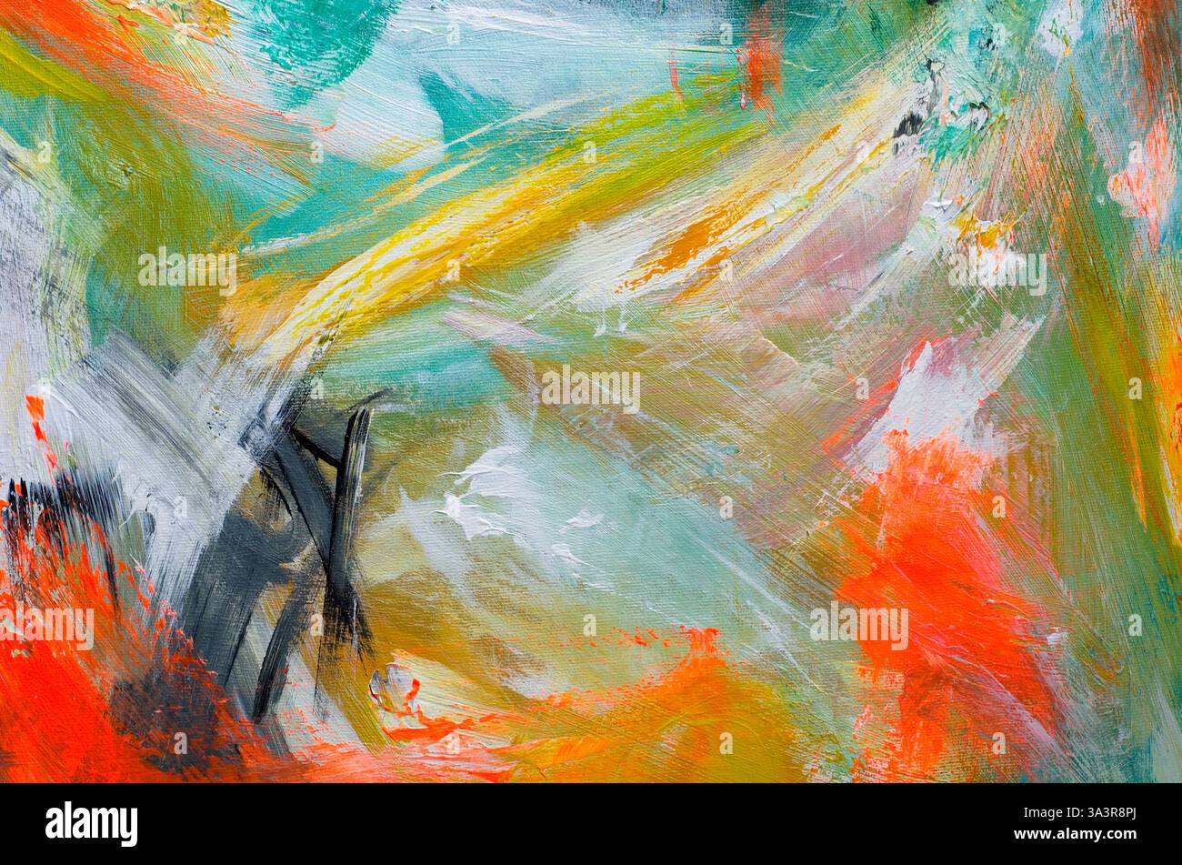 Mehrfarbiger Hintergrund mit Acrylfarbe horizontal Stockfoto