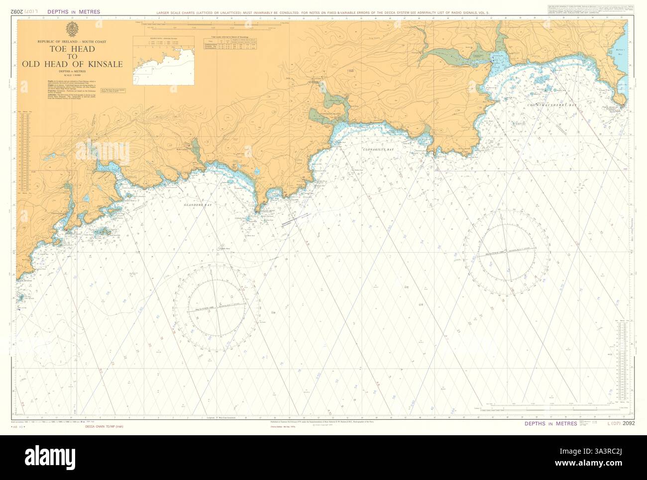 Irland. Zehenkopf - Alter Kopf von Kinsale. Admiralität Chart #2092. 1978 (1991) Karte Stockfoto
