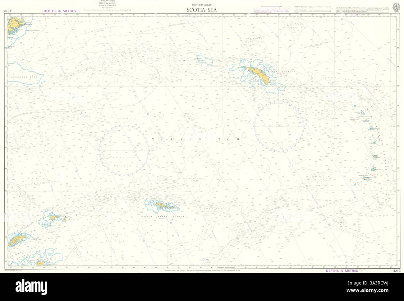 Südatlantik - Scotia Sea. Admiralität Seekarte #4213. 1985 alte Karte Stockfoto