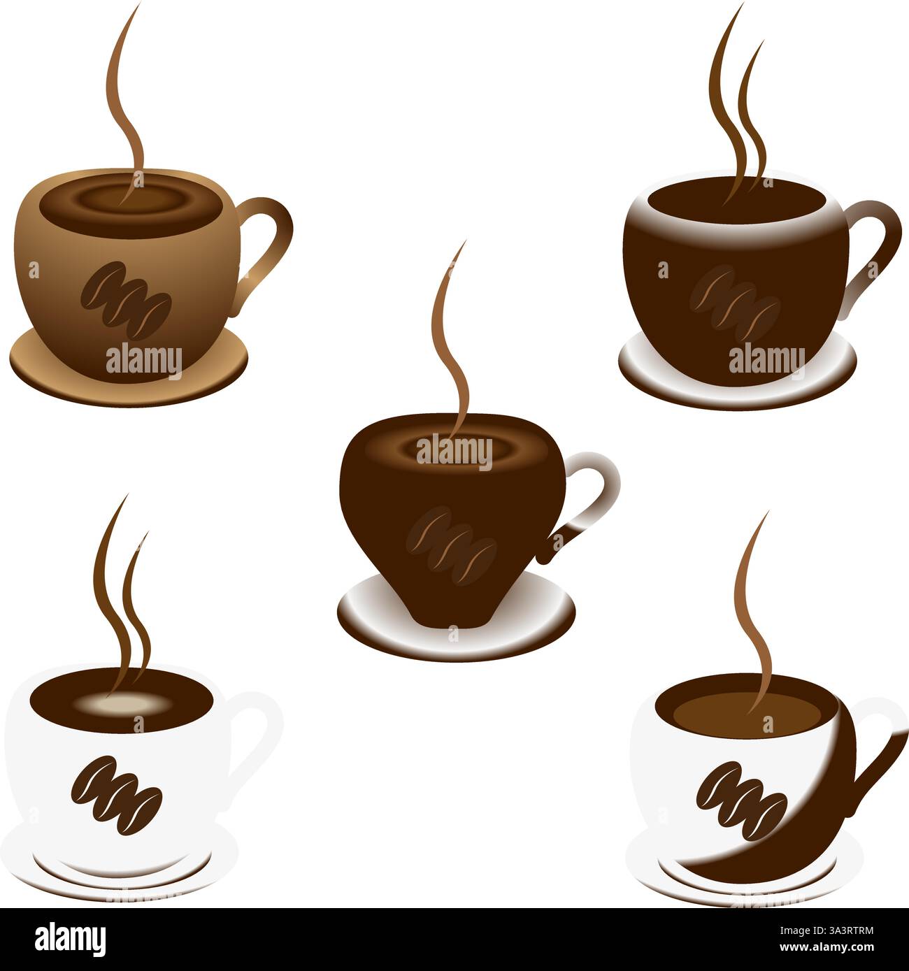 Ein Set Tassen Kaffee. Stock Vektor