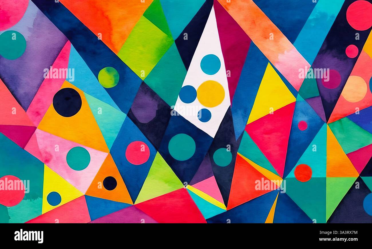 Heller mehrfarbiger psychedelischer Hintergrund, buntes abstraktes Aquarellmuster für Design Stockfoto