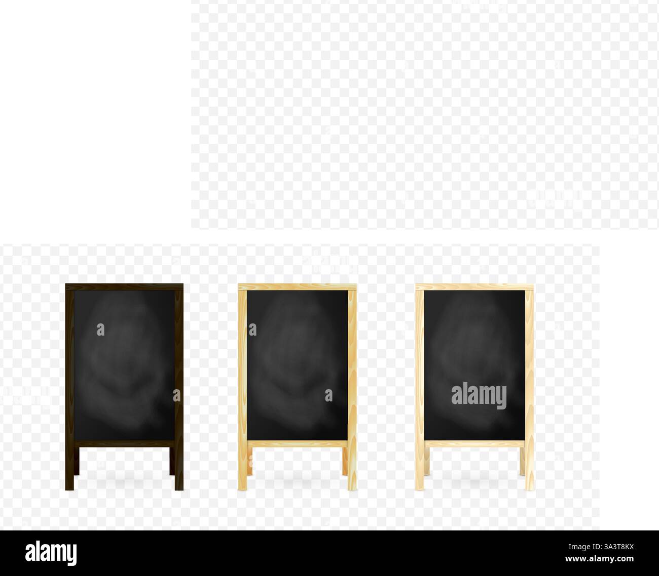 Leere Holztafeln mit dunklen und hellen Rahmen. Ideal für Restaurantmenüs, Verkaufsaktionen oder Ankündigungen. Klassische rustikale Schilder für Stock Vektor