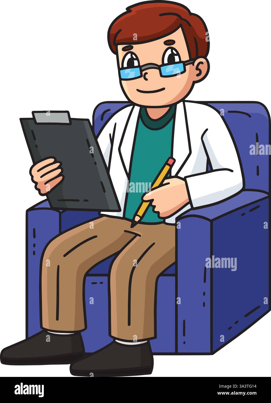 Doktor Schreibt Notizen Cartoon Coloured Clipart Auf Stock Vektor