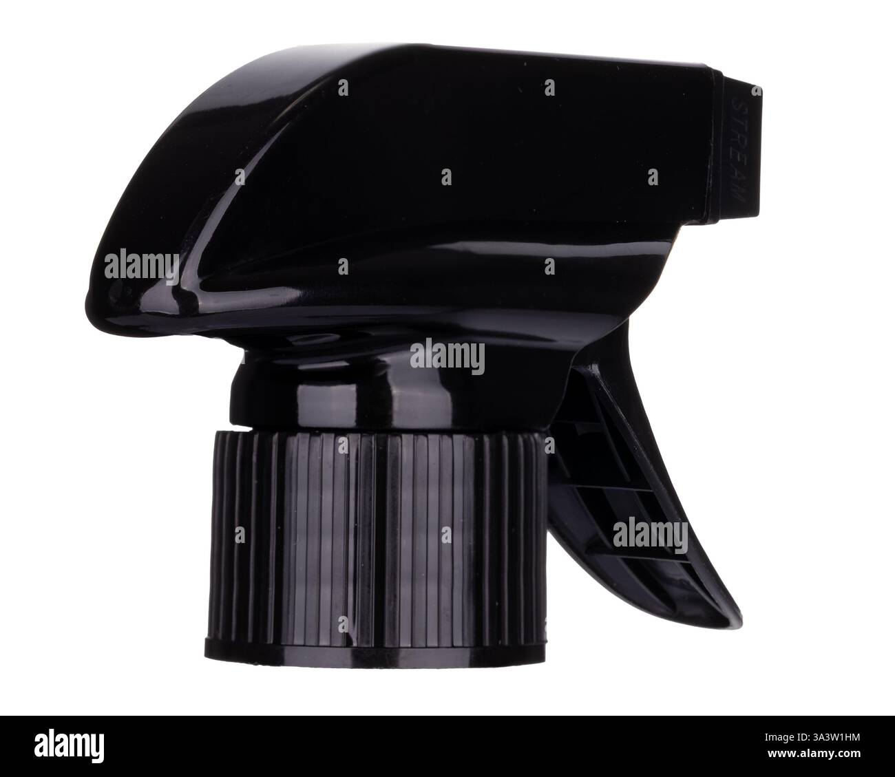 Spritzdüse aus schwarzem Kunststoff mit Stream-Funktion Stockfoto