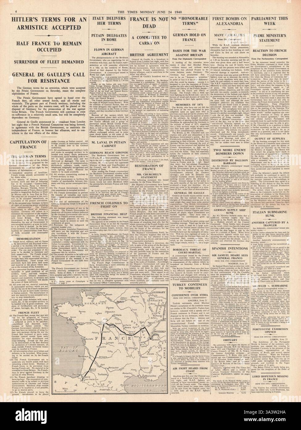 1940 s. 6 mal französische Zeichen Waffenstillstand Stockfoto