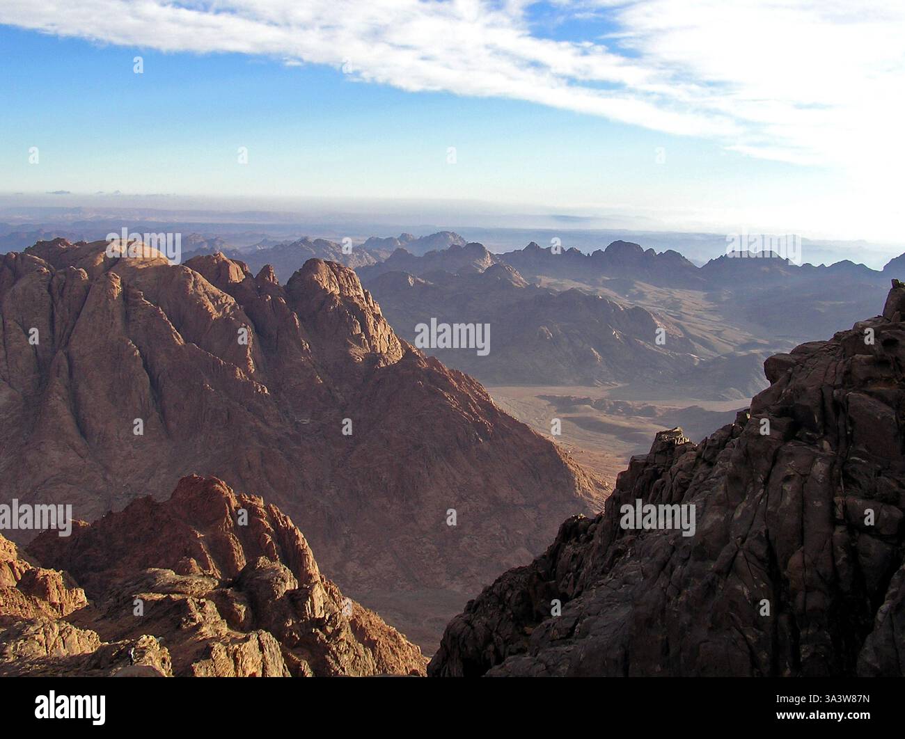 Blick vom Berg Sinai, Sinai Halbinsel, Ägypten Stockfoto