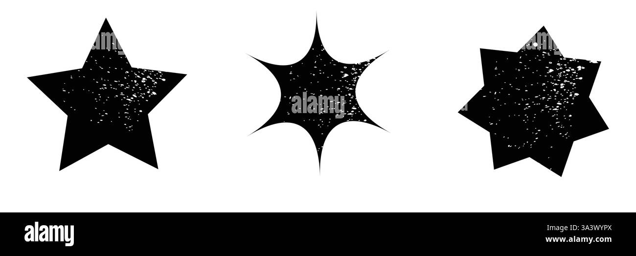 Grunge Textur STAR Icon Sammlung von Sternen Icons. Preisaufkleber mit strukturierten Sternen. Satz von Vektorsymbolen von Sternen Stock Vektor