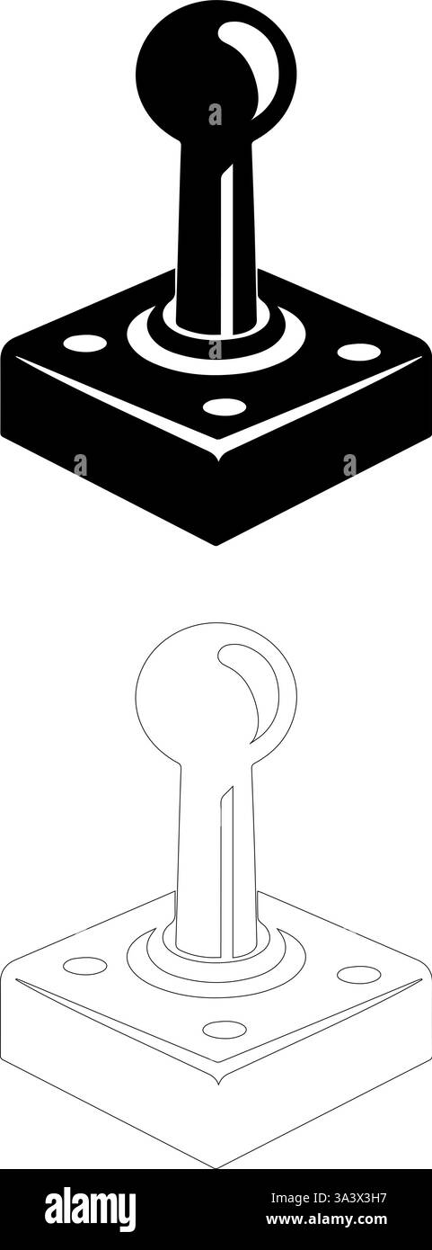 Arcade Game Joystick-Symbol mit Logo-Symbol mit schwarzer Füllung und Umrandung Stock Vektor