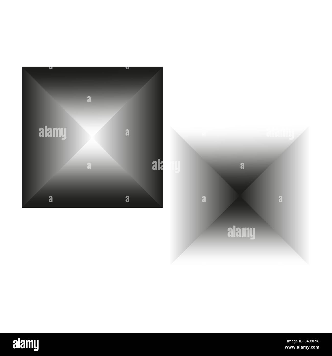 Verlaufende quadratische Formen. Metallic-Farbtöne. Glatter Schattierungsübergang. Abstraktes Vektordesign. Stock Vektor