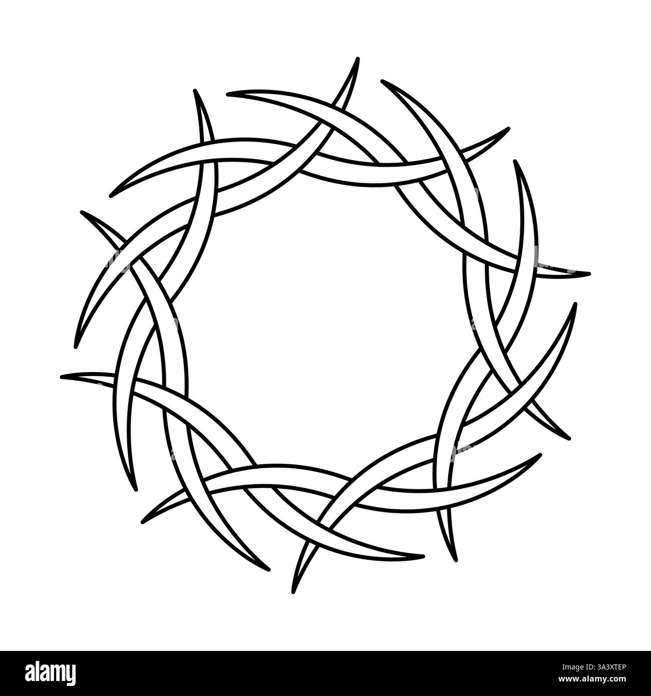 Keltischer Knotenkreis, Ineinander Verflochtene Symbolische Dekorative Linien-Kunst-Krondornen Stock Vektor