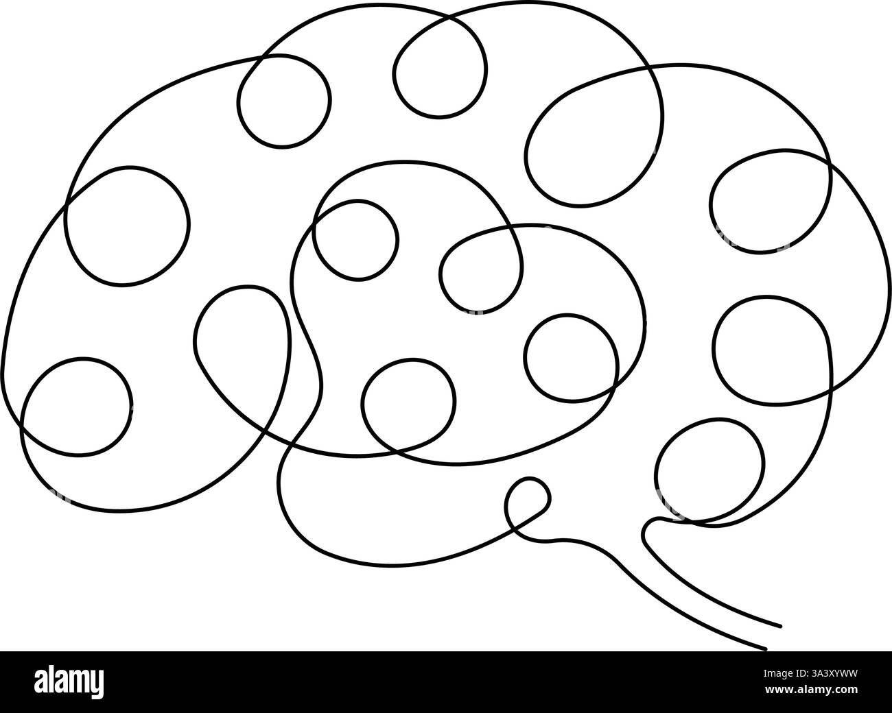 Menschliches Gehirn durchgehende einzeilige Kunstzeichnung der Intelligenzvektorillustration Stock Vektor