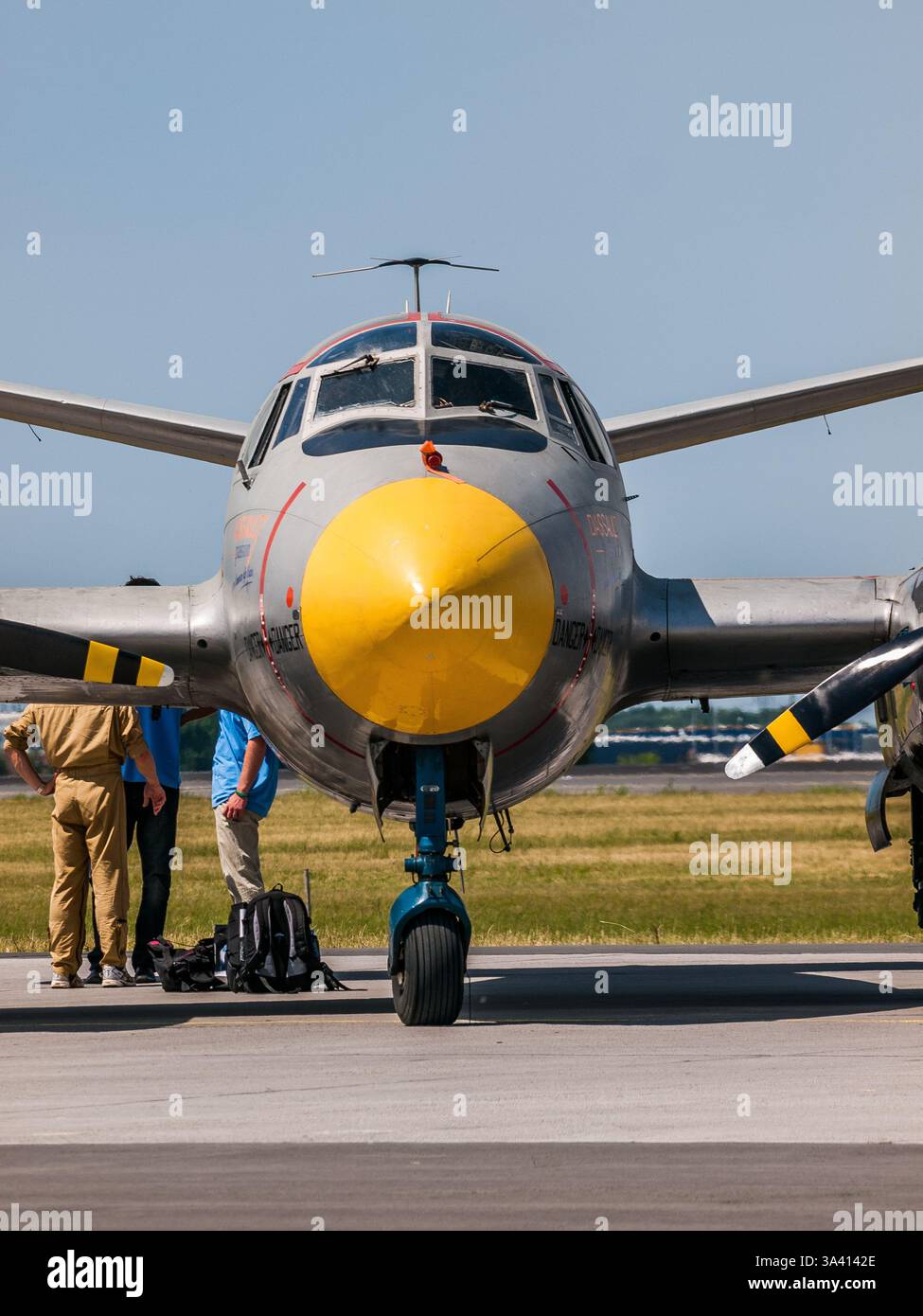 Belin, Deutschland - 11. Juni 2010: Französische Luftwaffe (Armée de l'Air et de l'Espace) Dassault MD 312 Flamant (F-AZGE) leichte Transportfahrzeuge und mehrmotorige Trai Stockfoto