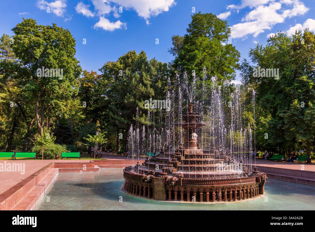 Brunnen im Stefan cel Mare Park, Chisinau, Moldawien Stockfoto