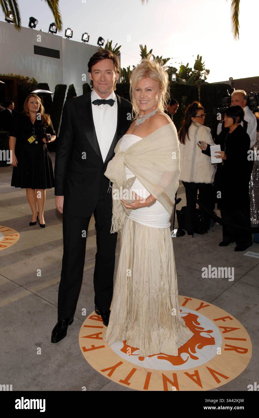 25. Februar 2007 - Los Angeles, Kalifornien - Oscar Night Vanity Fair Party im Morton's in West Hollywood am 25. Februar 2007. Andrea Renault 2007.HUGH JACKMAN  EHEFRAU DEBORRA-LEE FURNESS.K51947AR.(Bild: © Globe Photos/ZUMAPRESS.com) Stockfoto