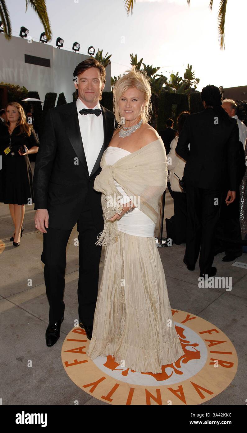 25. Februar 2007 - Los Angeles, Kalifornien - Oscar Night Vanity Fair Party im Morton's in West Hollywood am 25. Februar 2007. Andrea Renault 2007.HUGH JACKMAN  EHEFRAU DEBORRA-LEE FURNESS.K51947AR.(Bild: © Globe Photos/ZUMAPRESS.com) Stockfoto