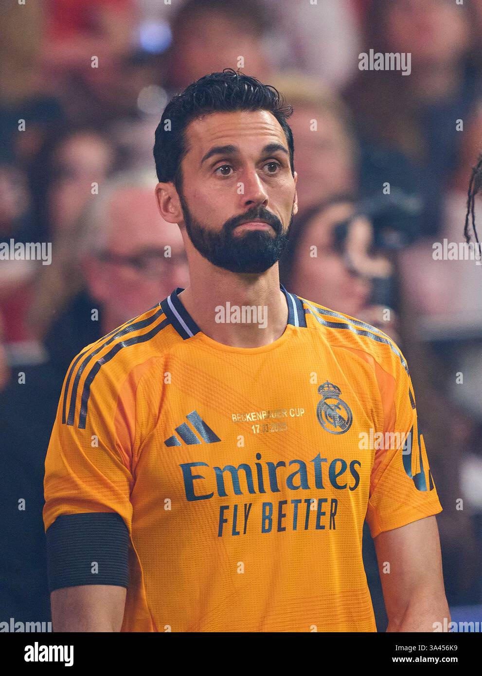 Isidoro San Jose, Jose Maria Garcia, Iker Casillas, Pepe, Ivan Perez, Alan Velasco, Ruben de la Red, Martin Vasquez, Pedro Contreras, Alvaro Arbeloa, Christian Karembeu, Fernando Sanz, Real Madrid Legenden beim Fußball-Beckenbauer-GEDENKPOKAL 2025 für den verstorbenen Fußballlegende Franz Beckenbauer (gestorben 7. Januar 2024) am 17. März 2025 in München. Saison 2024/2025, 1.Bundesliga, FCB, München, FC Bayern München, Spieltag x, x.. Spieltag-Fotograf: ddp-Bilder / Sternbilder Stockfoto