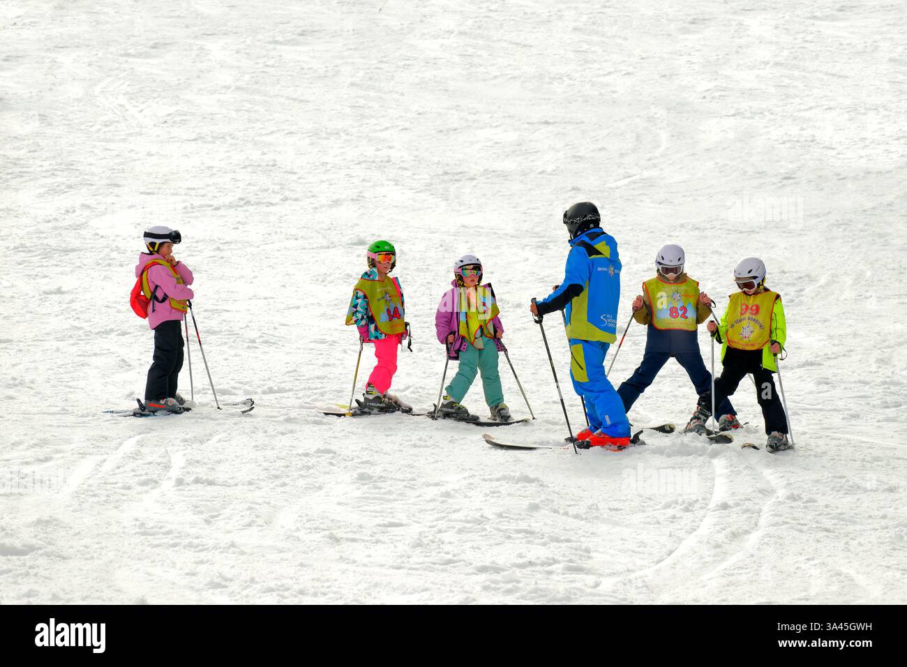 Kinderskischule. Stockfoto