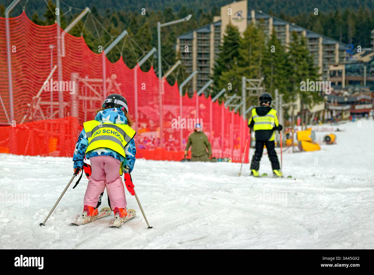 Kinderskischule. Stockfoto
