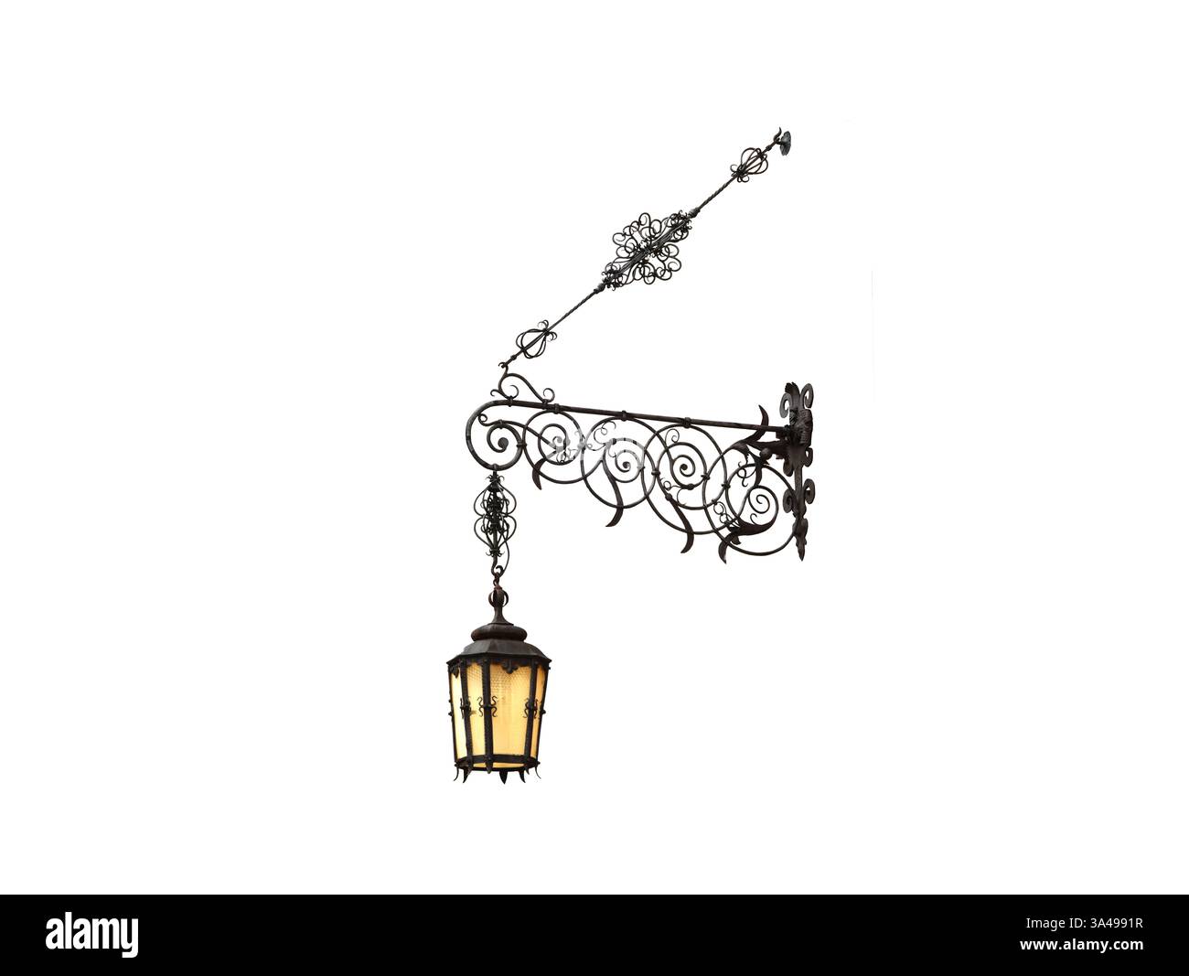 Vintage Straßenlaterne isoliert auf weißem Hintergrund Stockfoto