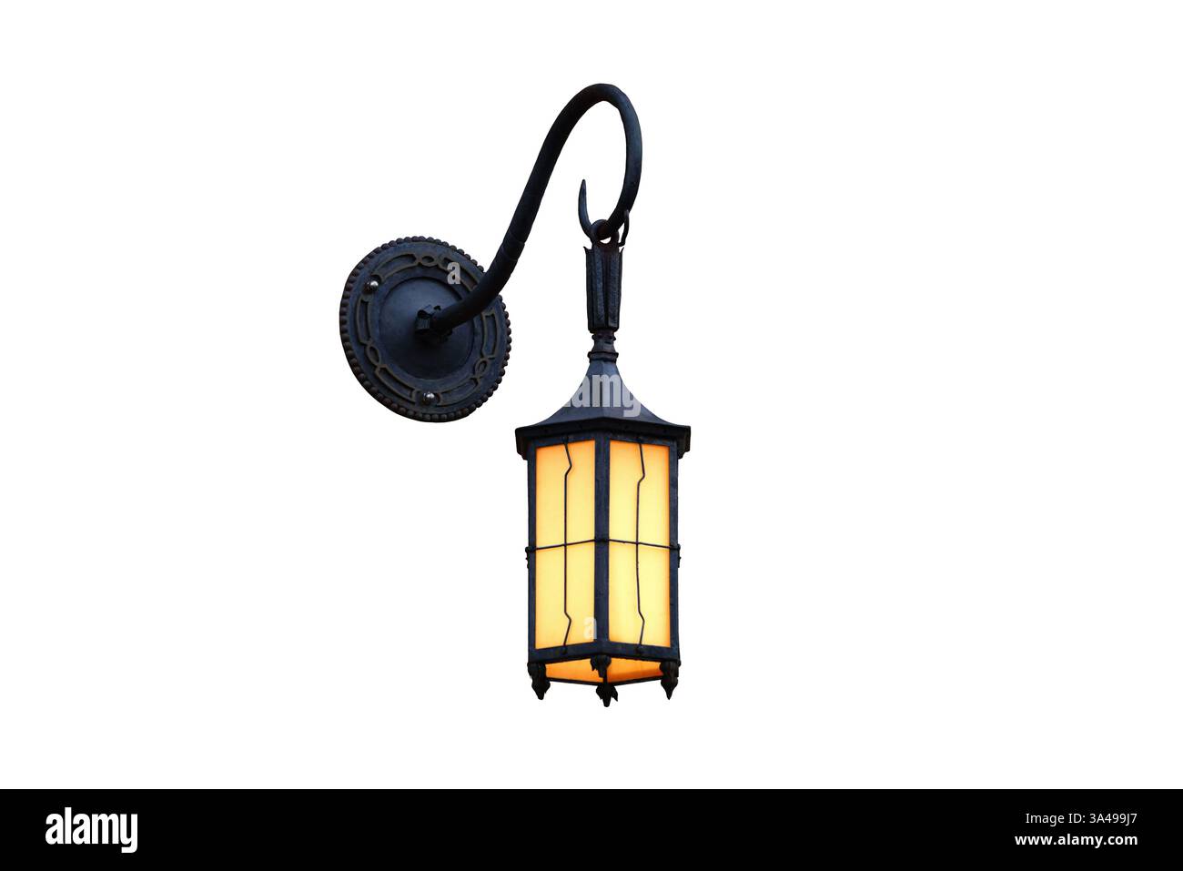 Vintage Straßenlaterne isoliert auf weißem Hintergrund Stockfoto